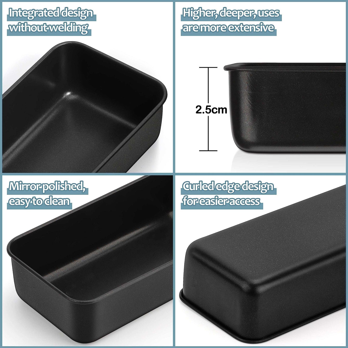 Minimalist Black Loaf Pan Set for Cakes, Bread, Loaves, Set of 2
