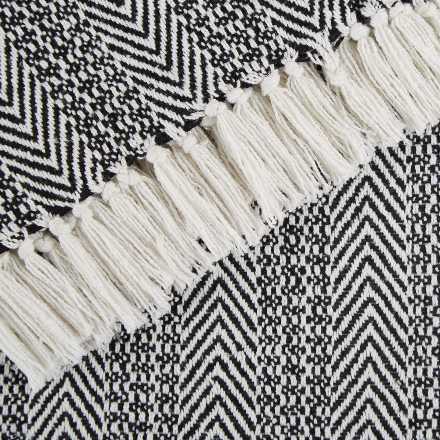 Minimalist Black/White Cotton Stripe Blanket Throw, 50 x 60"