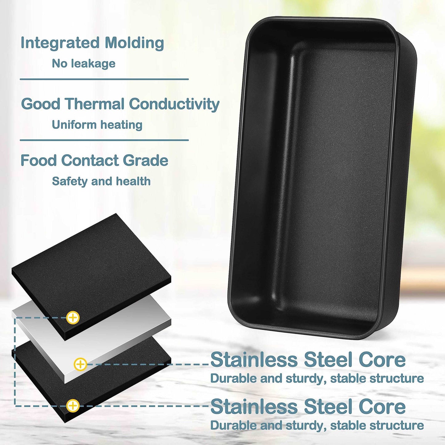 Minimalist Black Loaf Pan Set for Cakes, Bread, Loaves, Set of 2