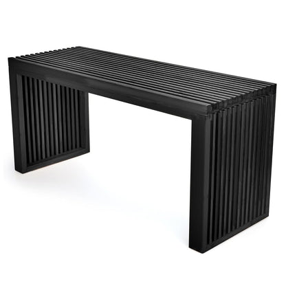 Minimalist Black Bamboo Bench: Sustainable Design with Grille-Inspired Details